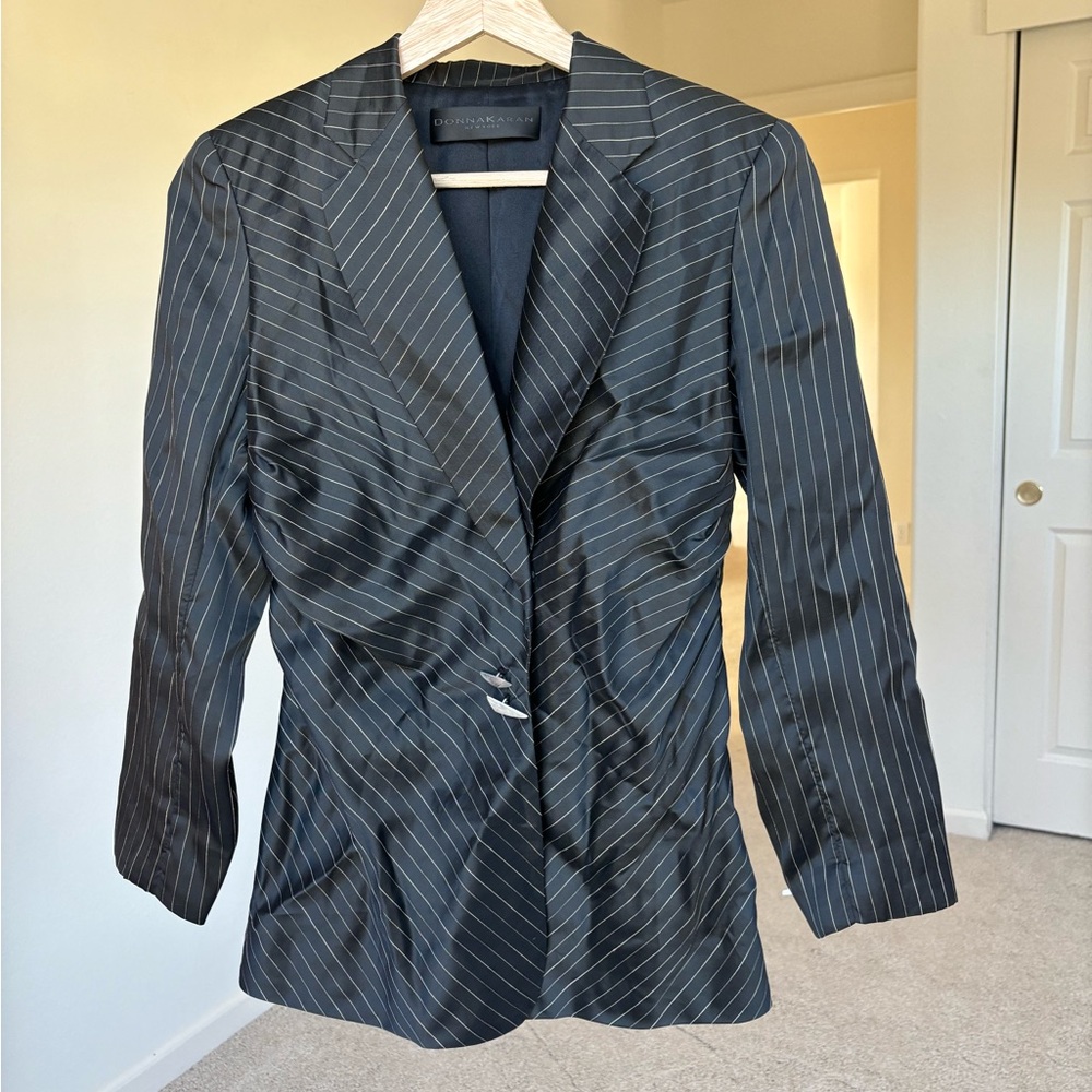 Donna Karan Vintage Striped Suit Jacket Size 8